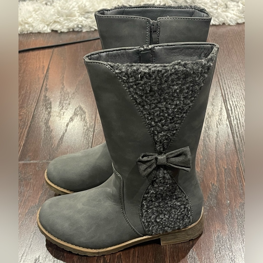GC Shoes Girls Kids Faux Leather Boots Gray Size 4